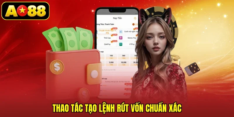 Thao tác tạo lệnh rút vốn chuẩn xác